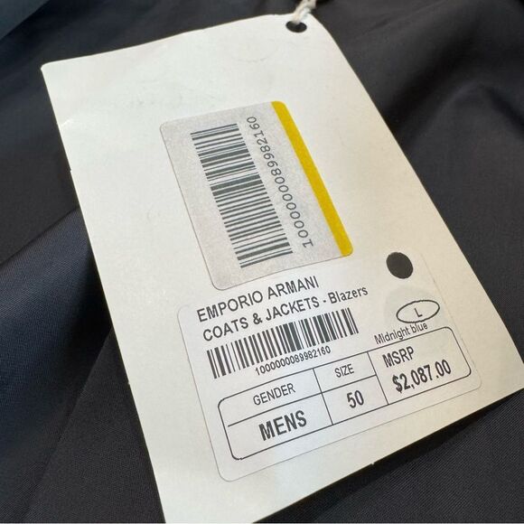 Emporio Armani Tux 40R Wool Mulberry Silk Double Breasted‎ Dark Navy Blue - Picture 10 of 14